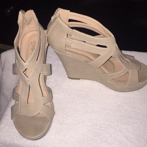 Nude wedge sandals